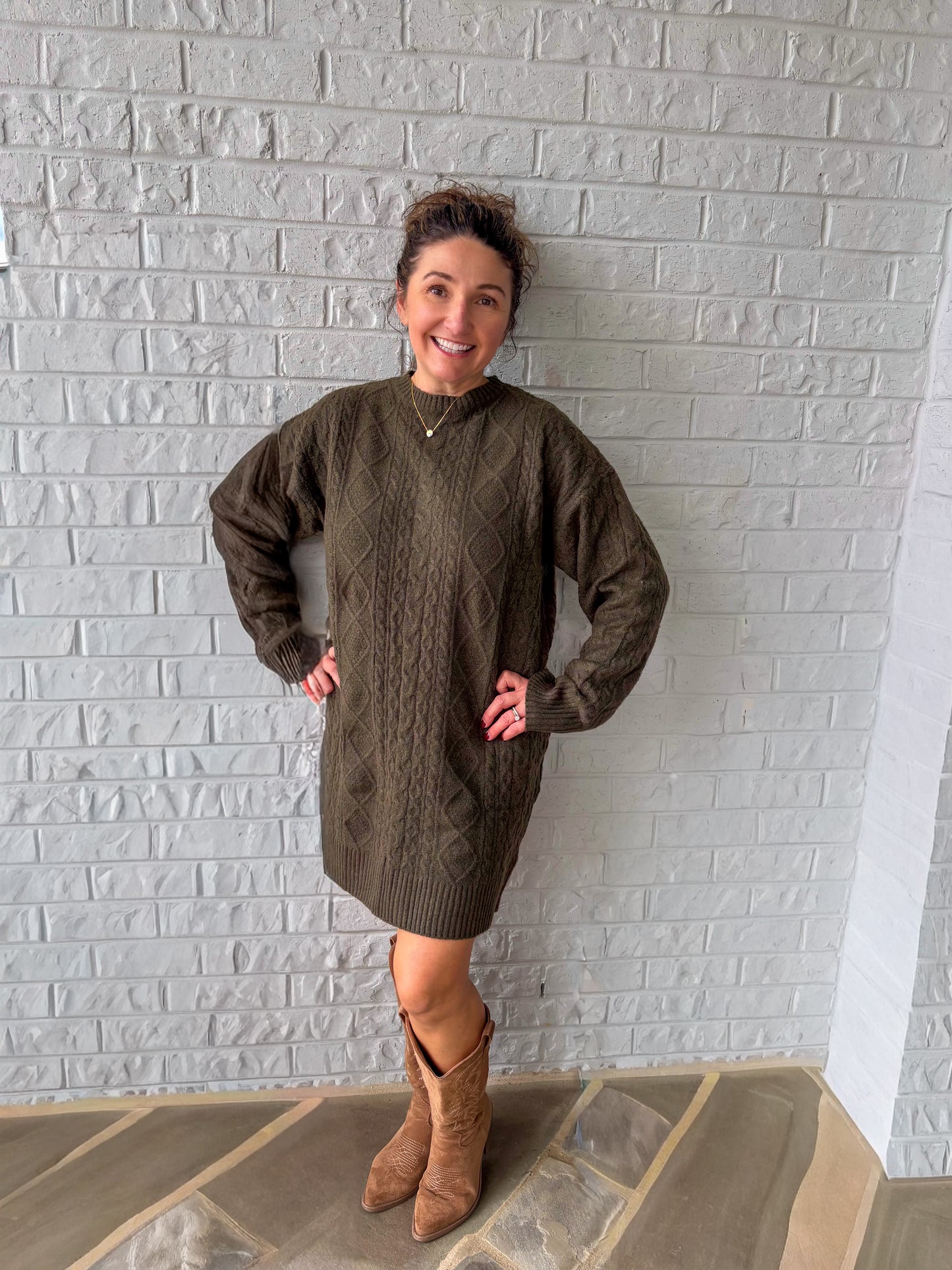 The Olive Grove Sweater Dress