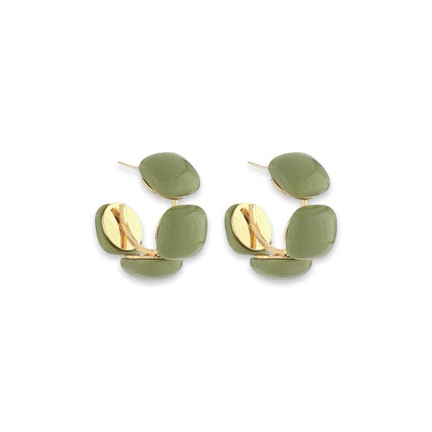 Mossy Green Linked Acrylic Square Hoop Earrings