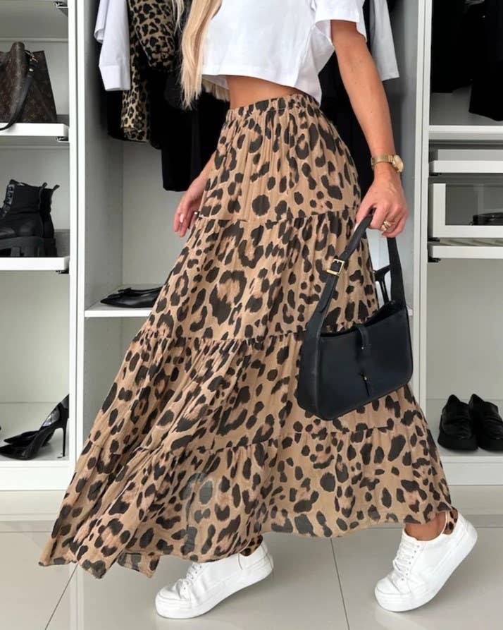 Leopard Print Large Swing Skirt