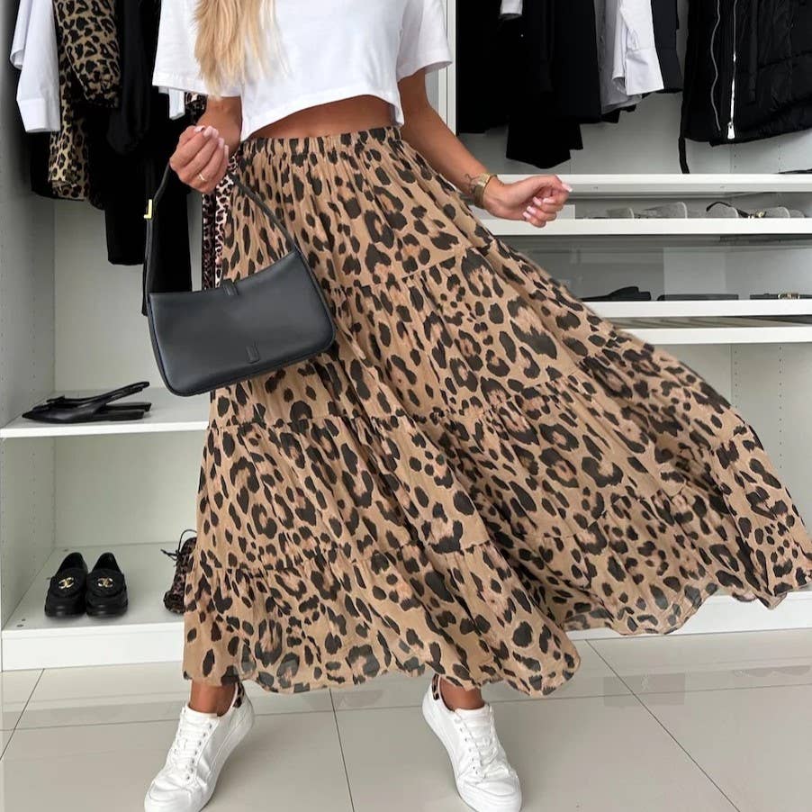 Leopard Print Large Swing Skirt