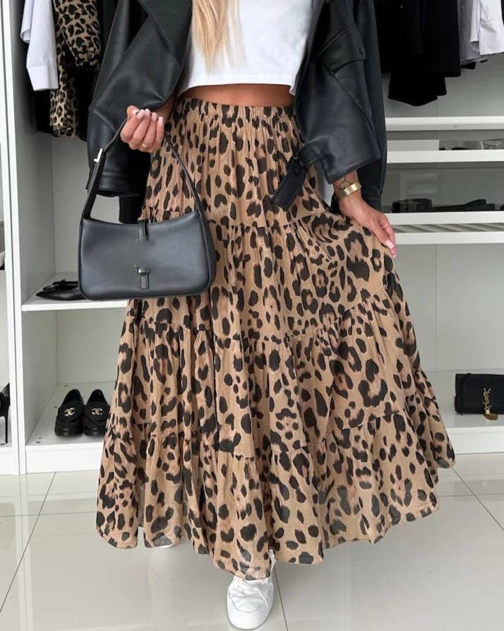 Leopard Print Large Swing Skirt