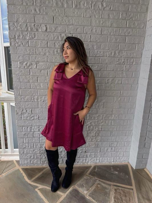 The Bordeaux Bow Dress