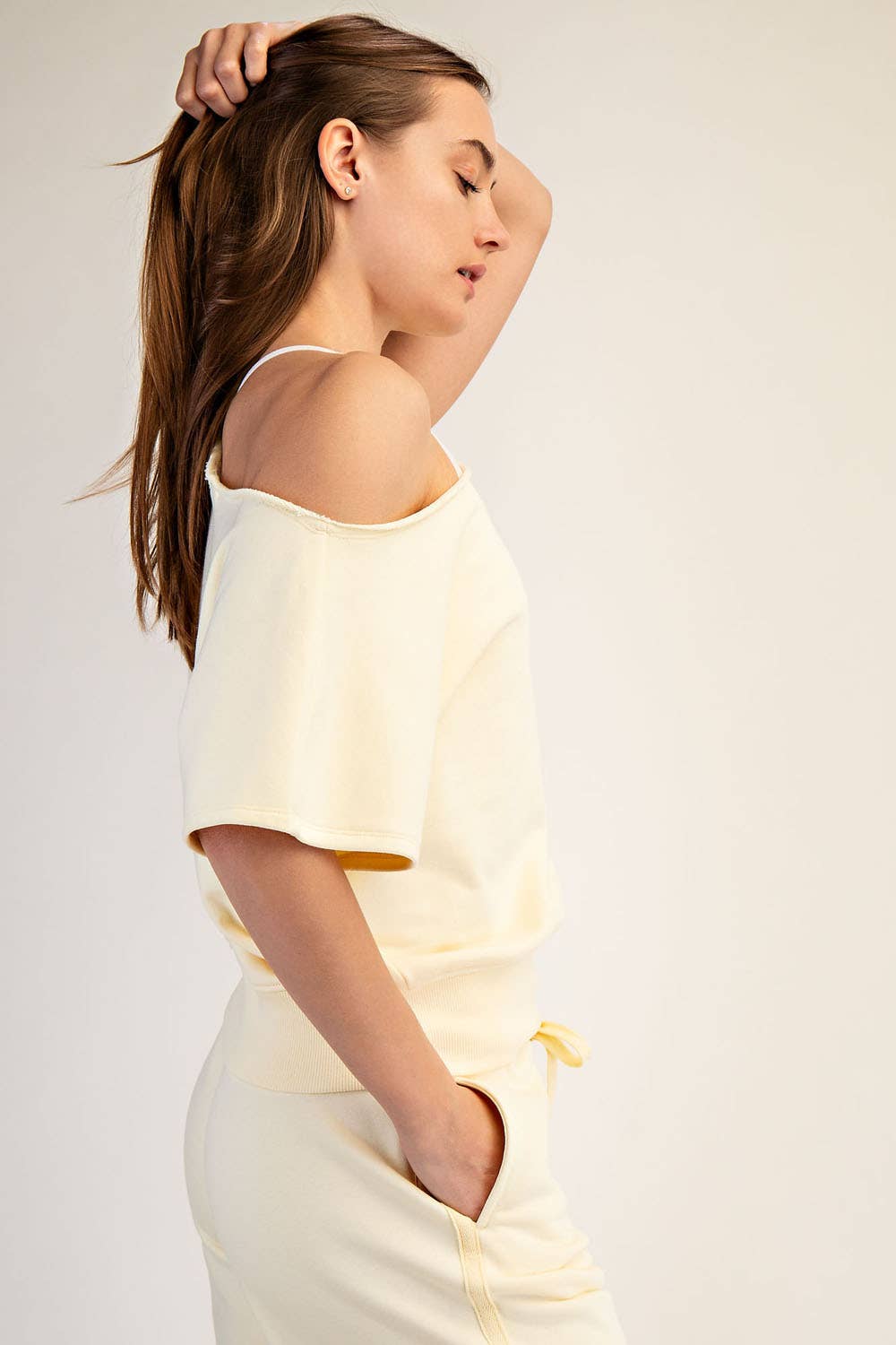 FRENCH TERRY OFF SHOULDER TOP
