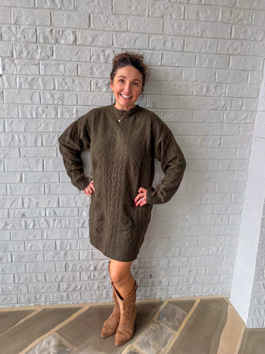 The Olive Grove Sweater Dress