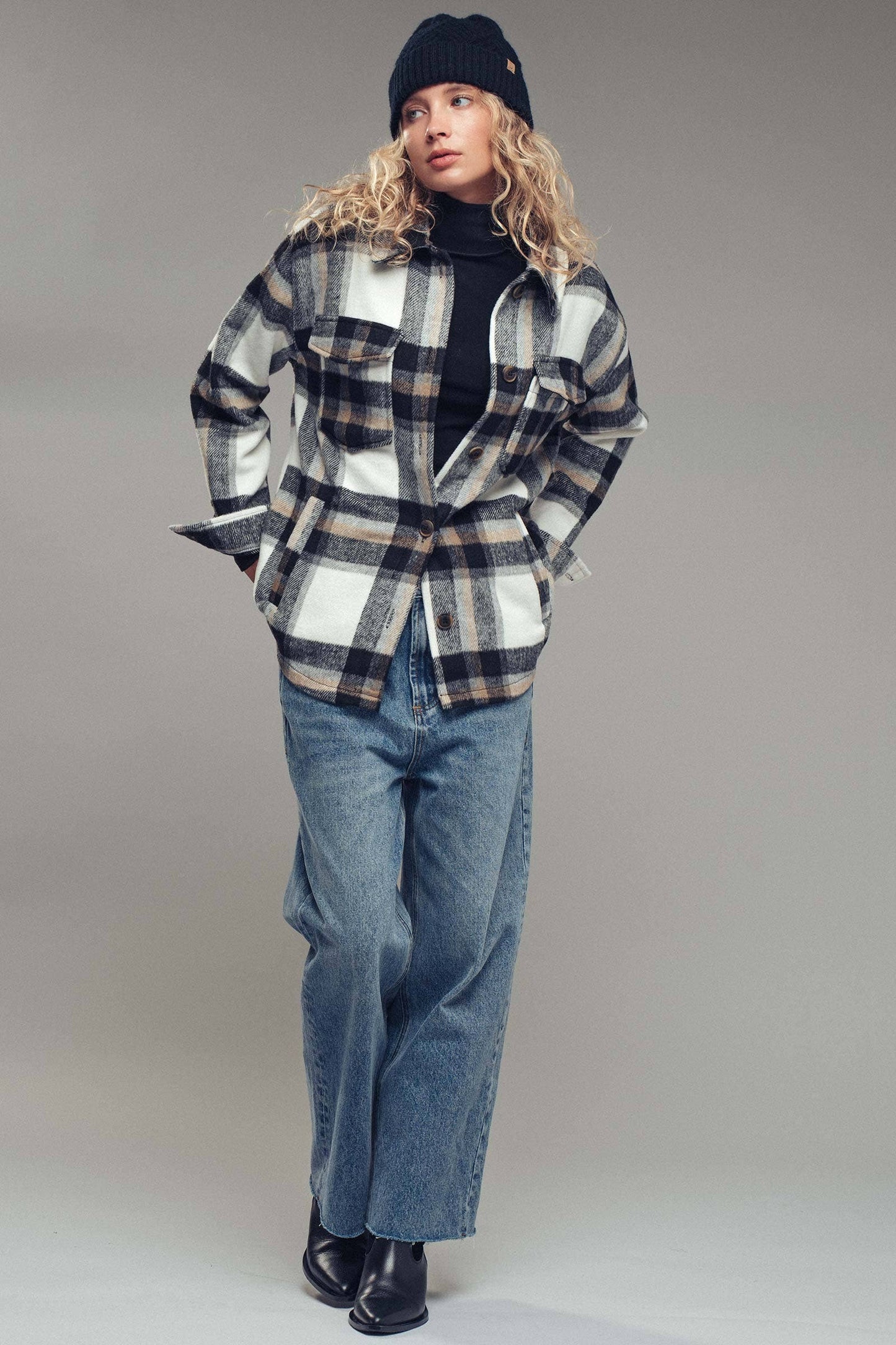 Plaid Button-Down Jacket