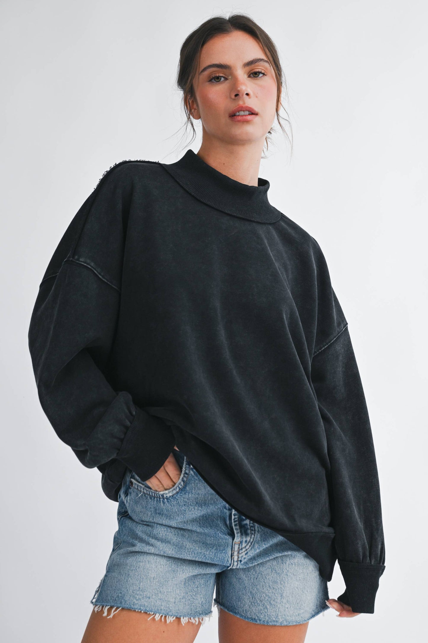 Midnight Washed Mockneck