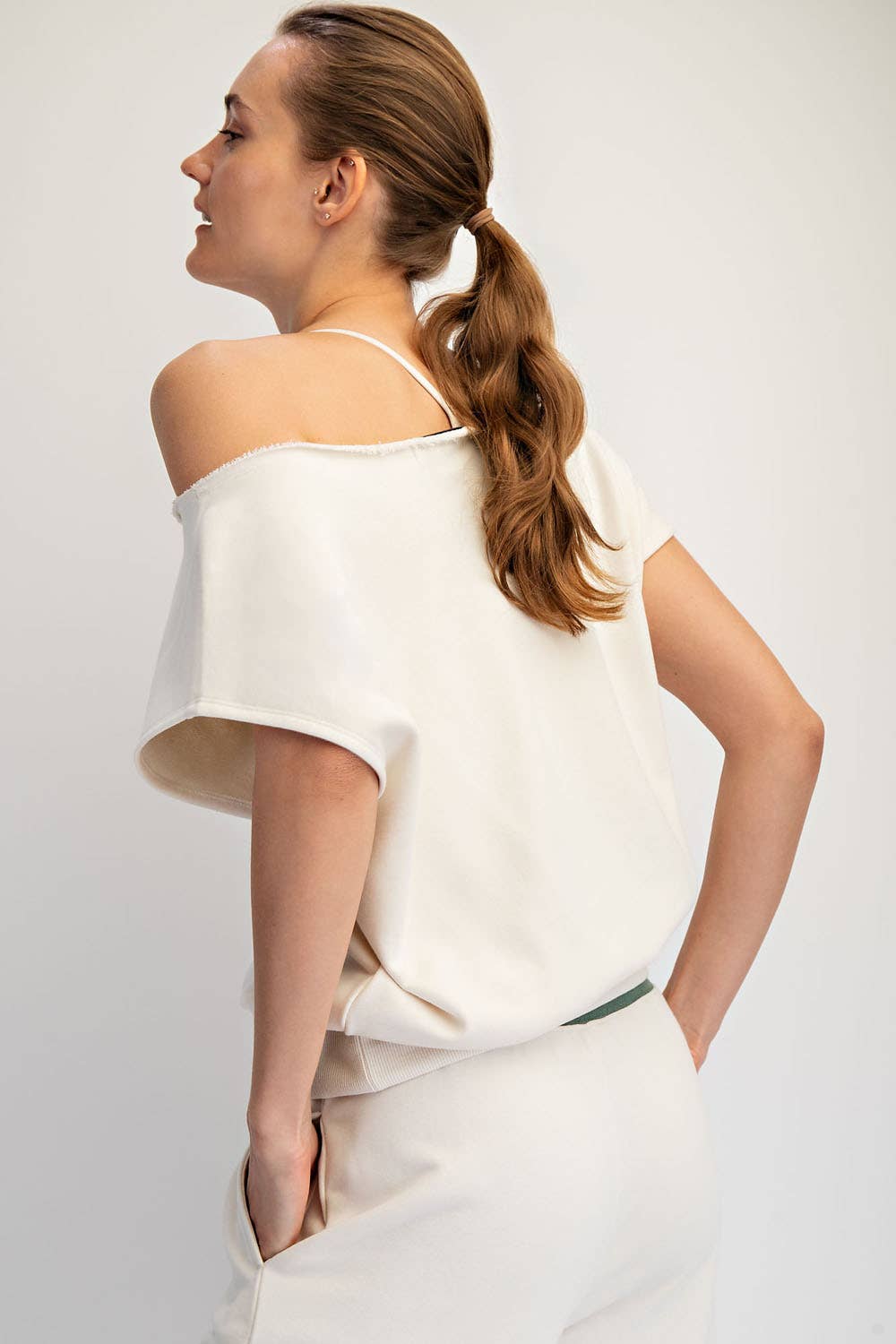 FRENCH TERRY OFF SHOULDER TOP