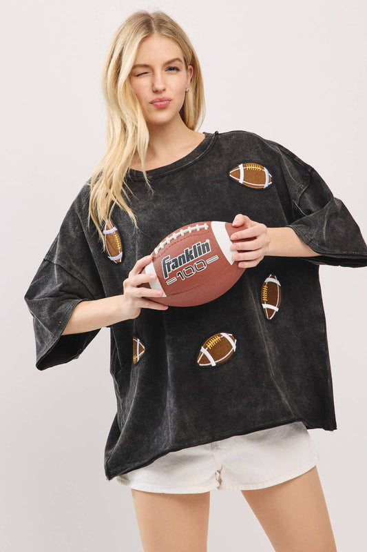 Vintage Football Patch Gameday Oversized Tee