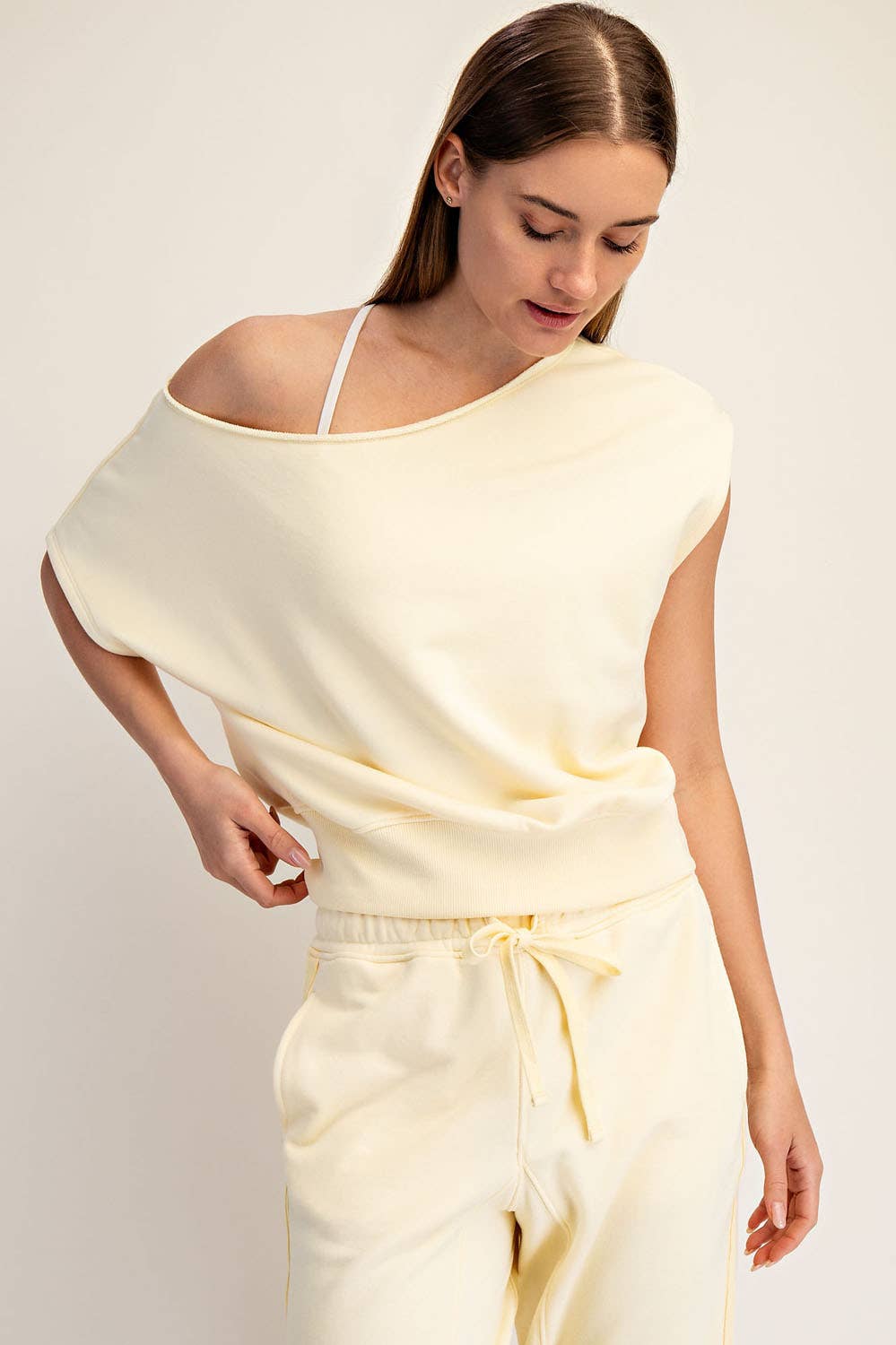 FRENCH TERRY OFF SHOULDER TOP