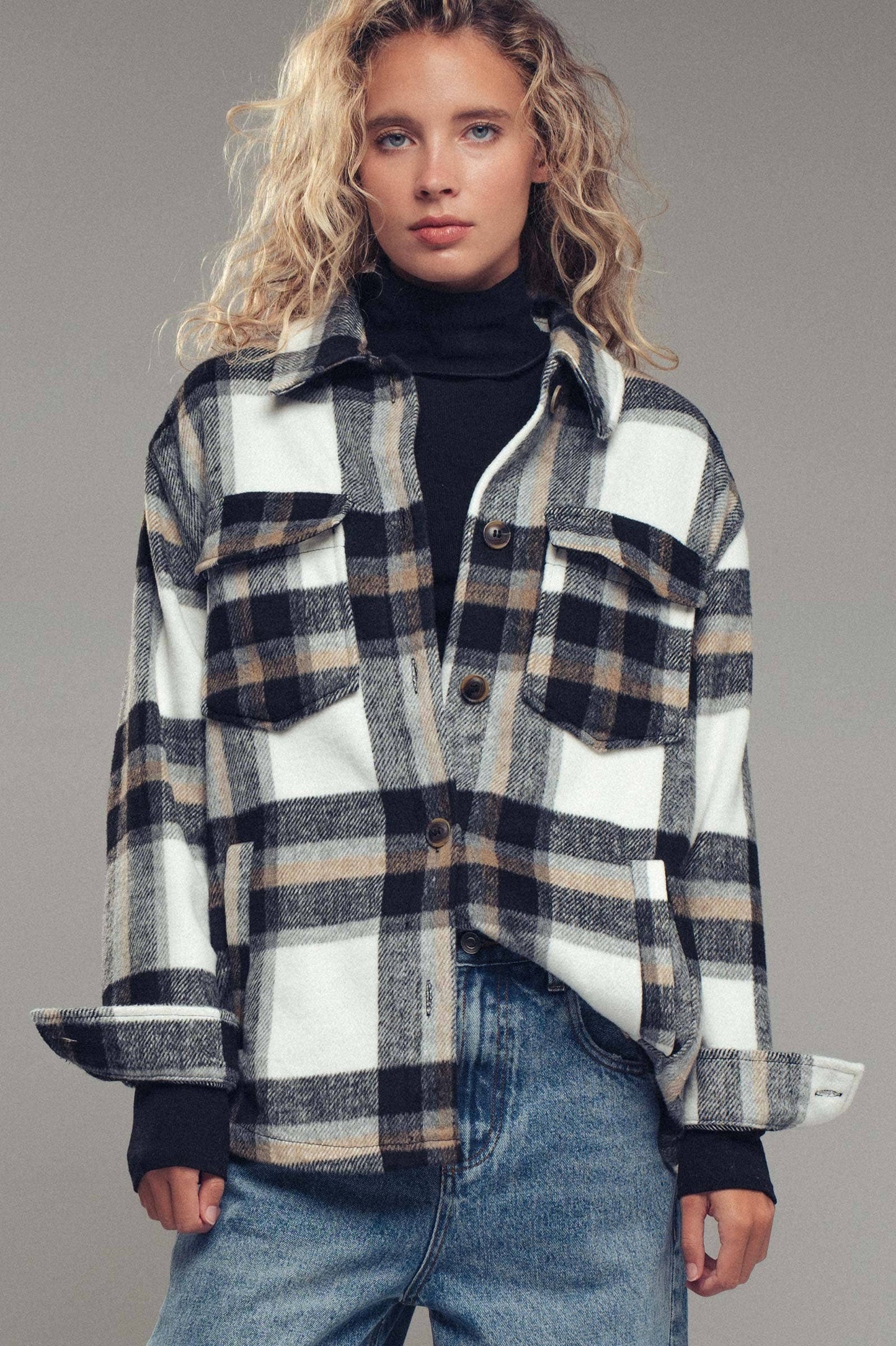 Plaid Button-Down Jacket