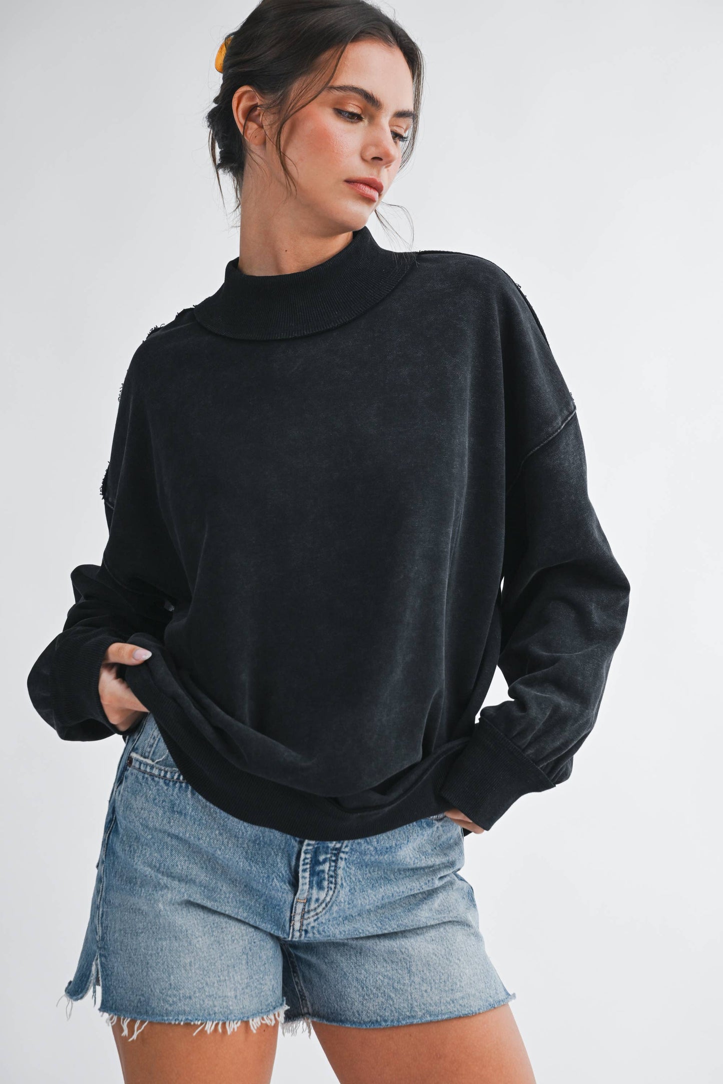 Midnight Washed Mockneck