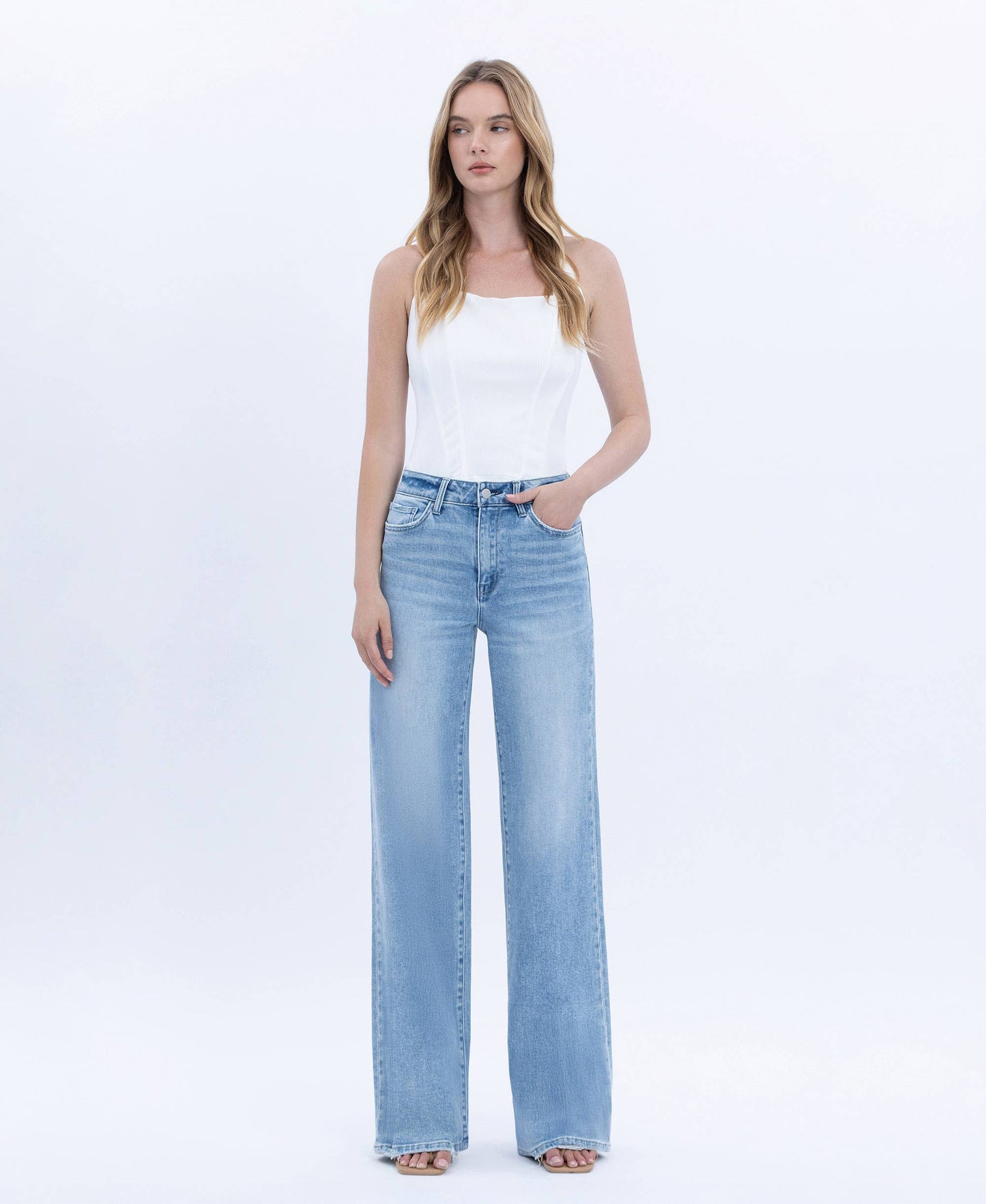 HIGH RISE FULL LENGTH WIDE JEANS