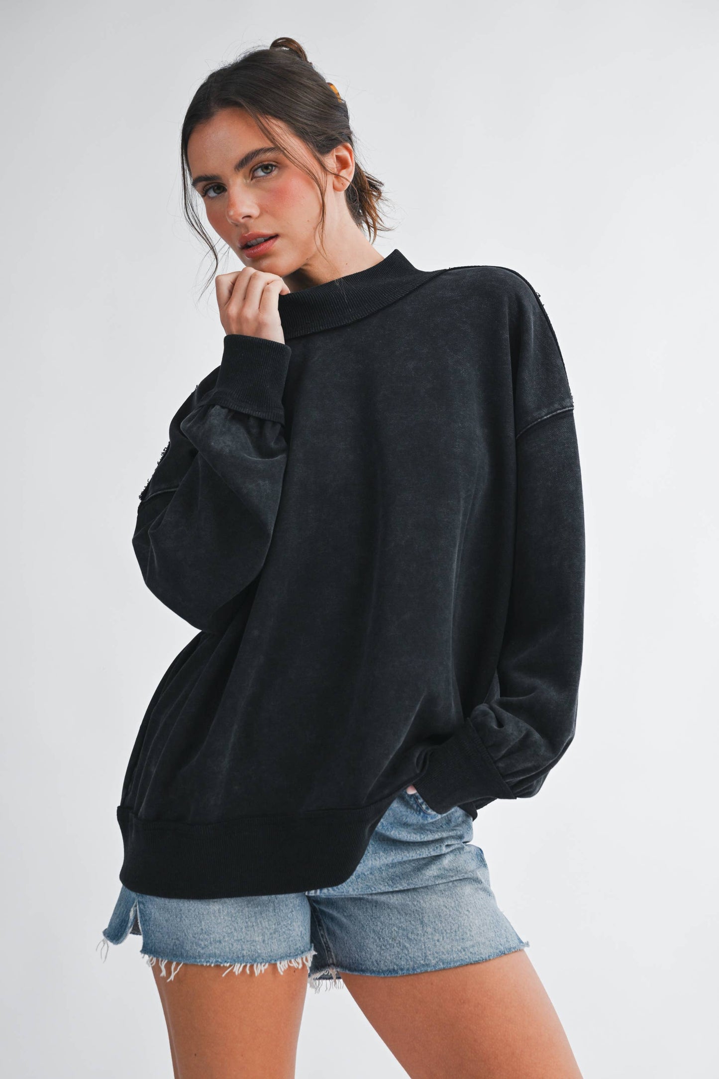 Midnight Washed Mockneck