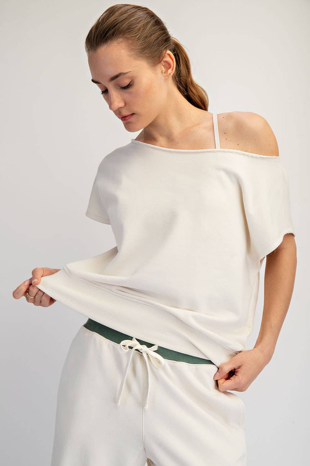 FRENCH TERRY OFF SHOULDER TOP