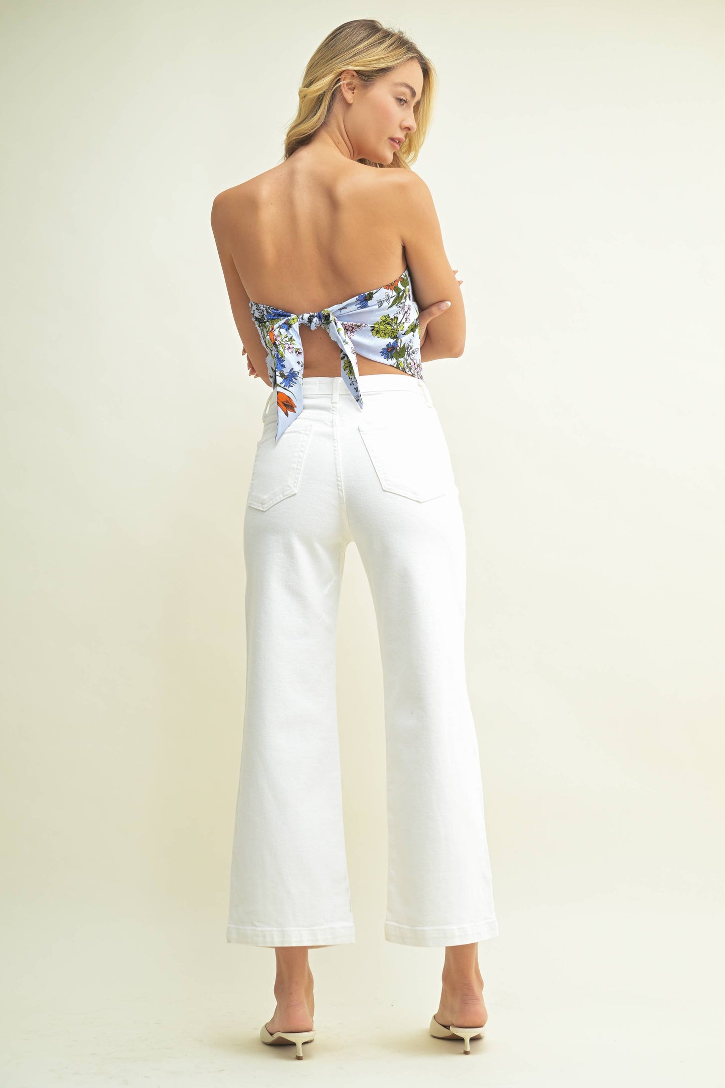 BP433J - OFF WHT - Patch Pocket Wide Leg