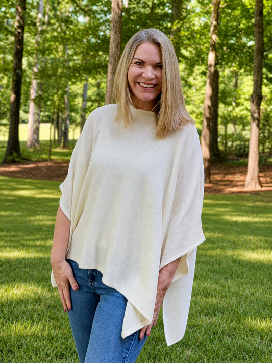 LOOSE FIT OPEN KNIT SWEATER CAPE TOP