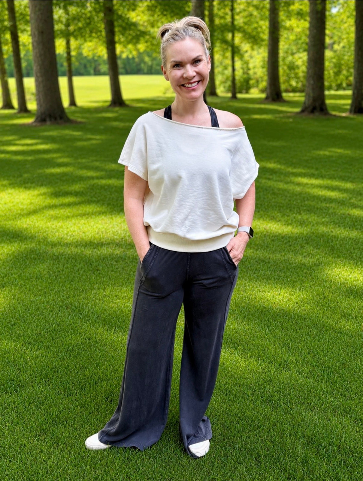 FRENCH TERRY OFF SHOULDER TOP