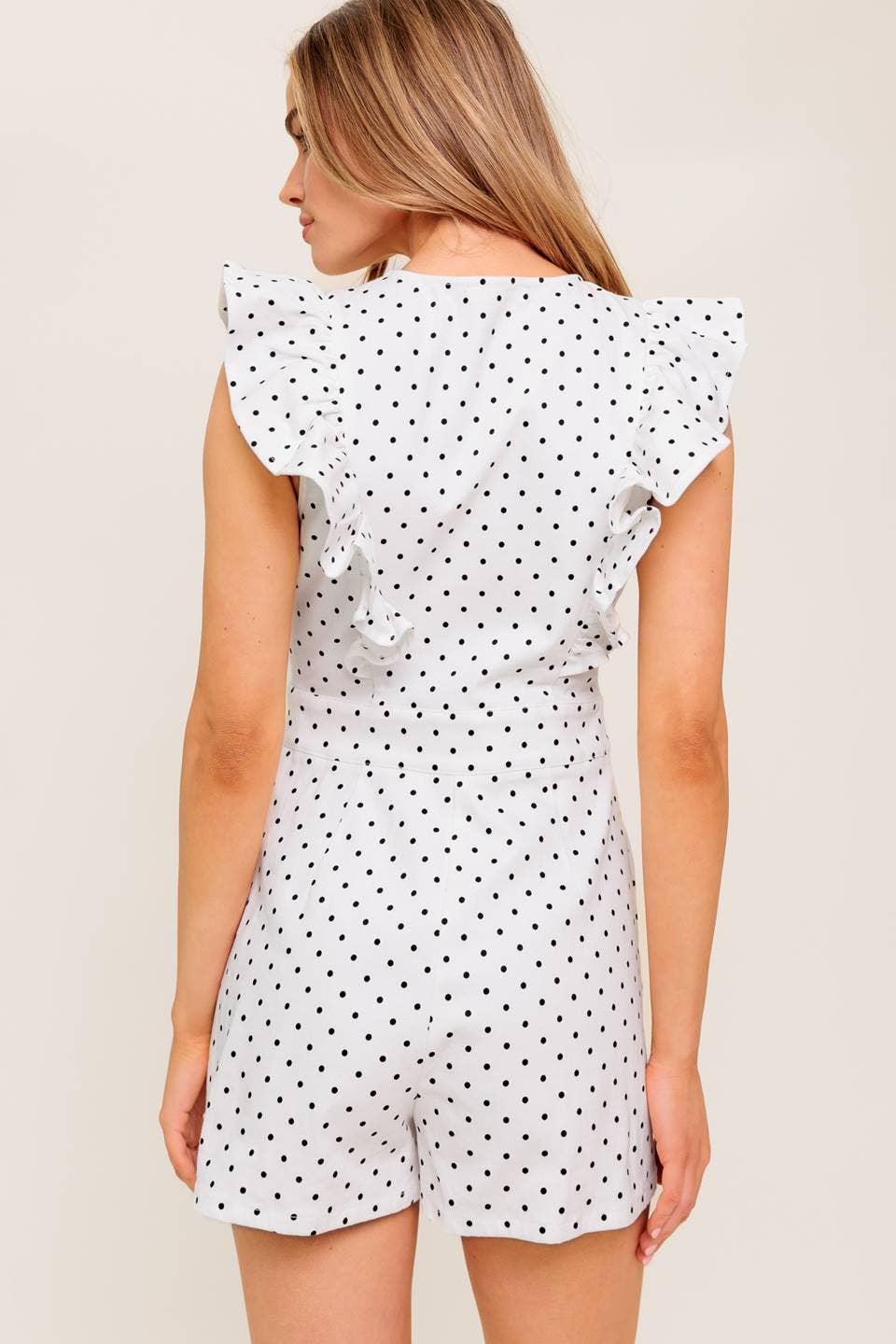A dotted woven romper