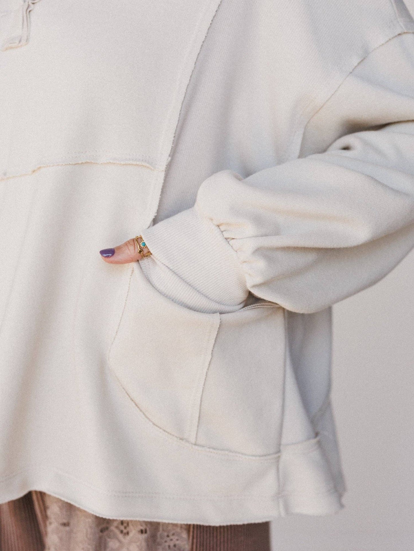 Karli Knit Pocket Top - Beige