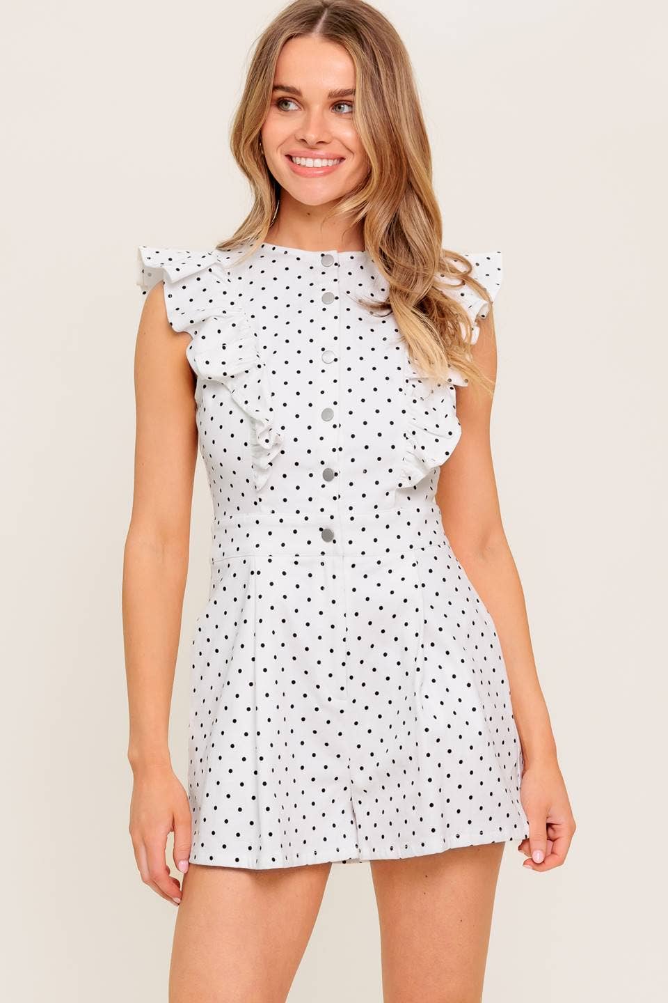 A dotted woven romper