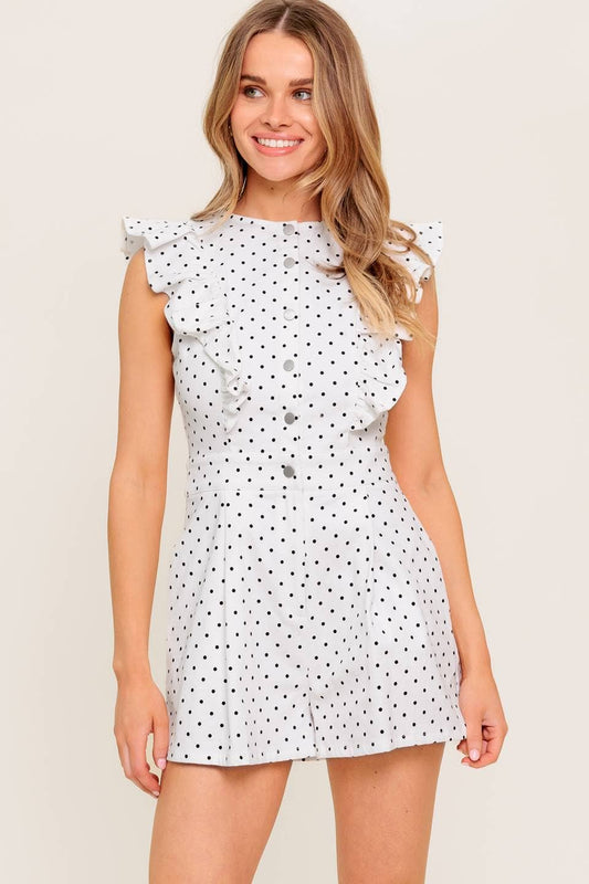 A dotted woven romper
