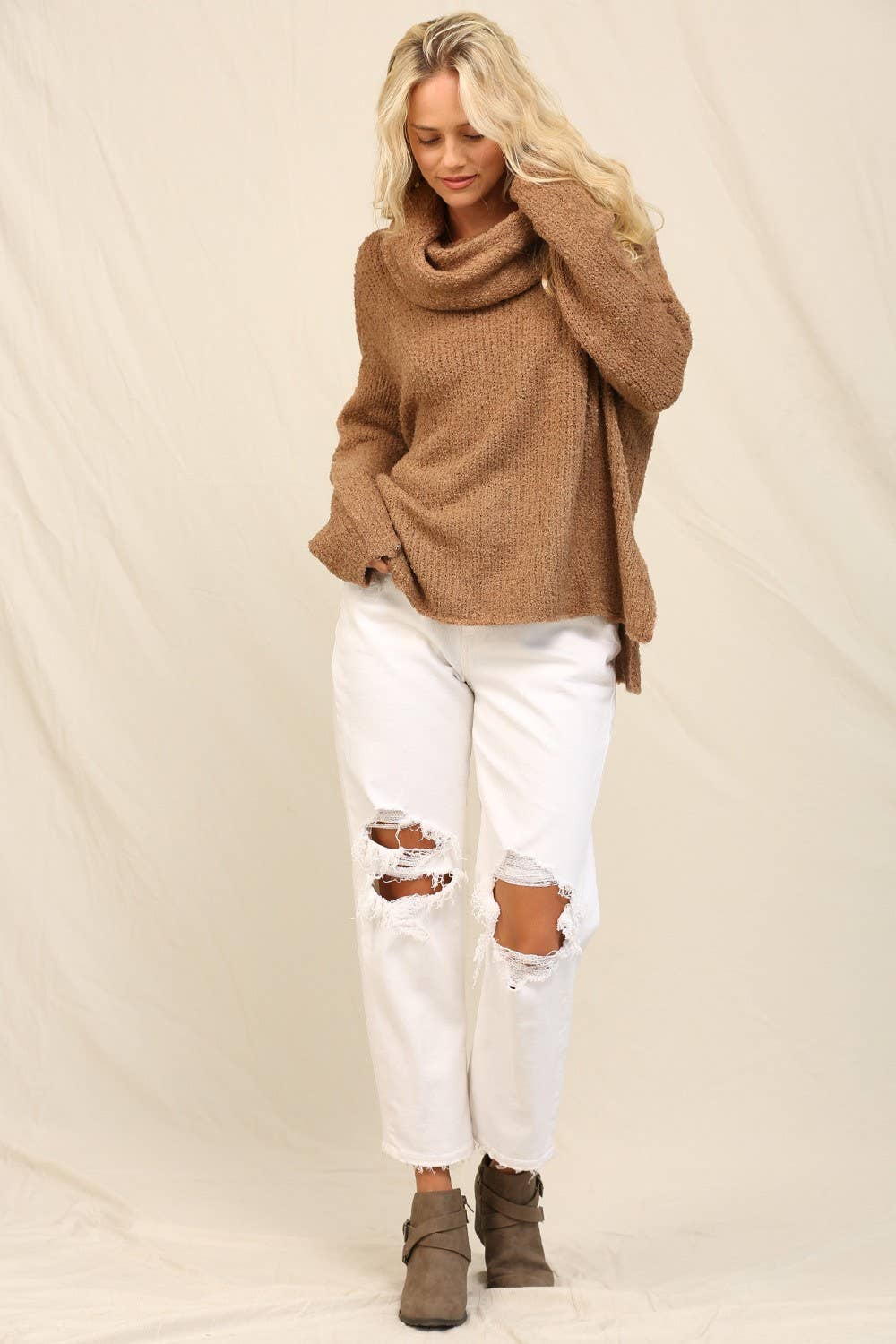Soft And Slouchy, This Fuzzy Cowl-Neck Pullover