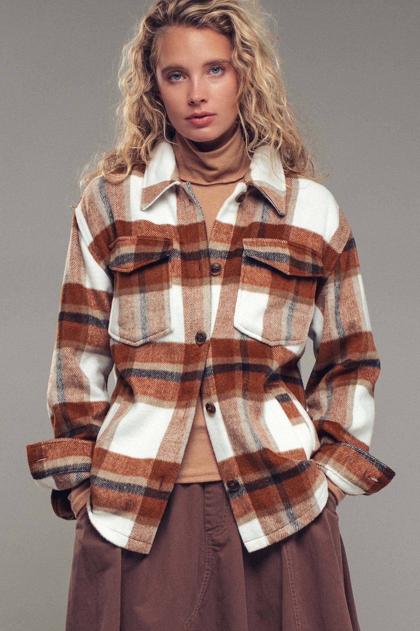 Plaid Button-Down Jacket